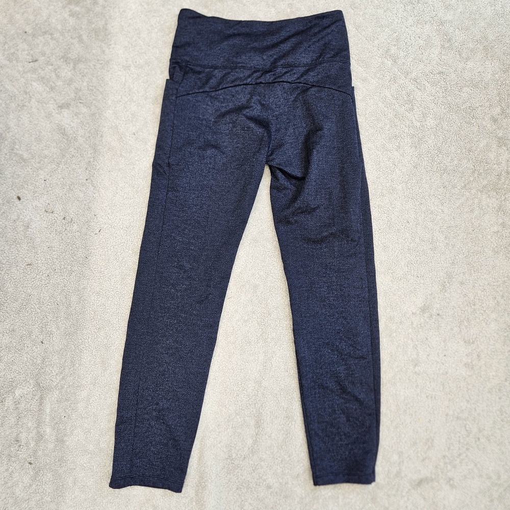 Athleta Mercer Herringbone Leggings Small Navy‎ Blue High Rise Pockets Slit Hem - Picture 2 of 9